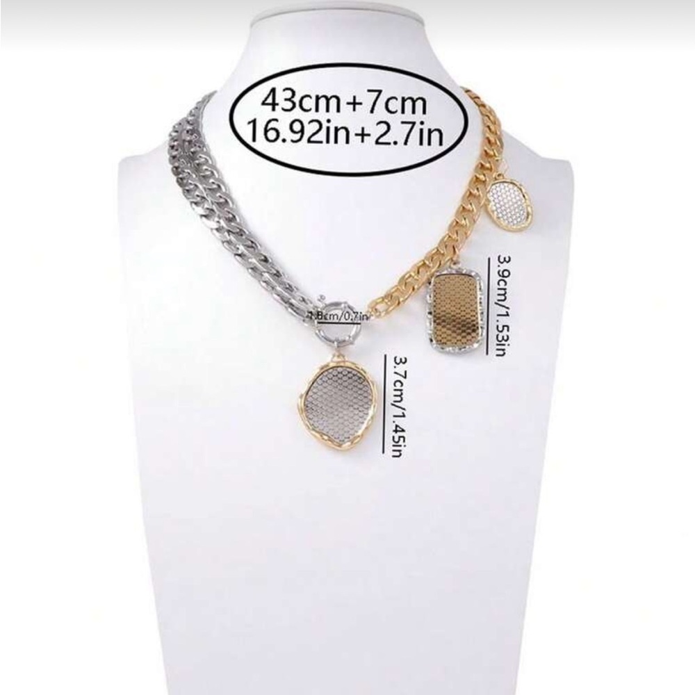 Dual-Tone Heirloom Chain Necklace with Sculpted Medallions - Picture 8 of 8